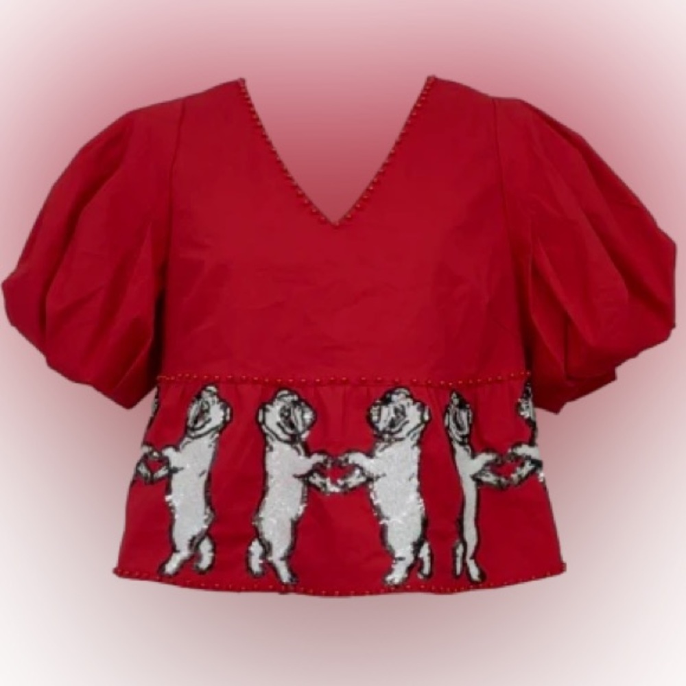 Queen of Sparkles, XS, Red Dancing Dawgs Top
